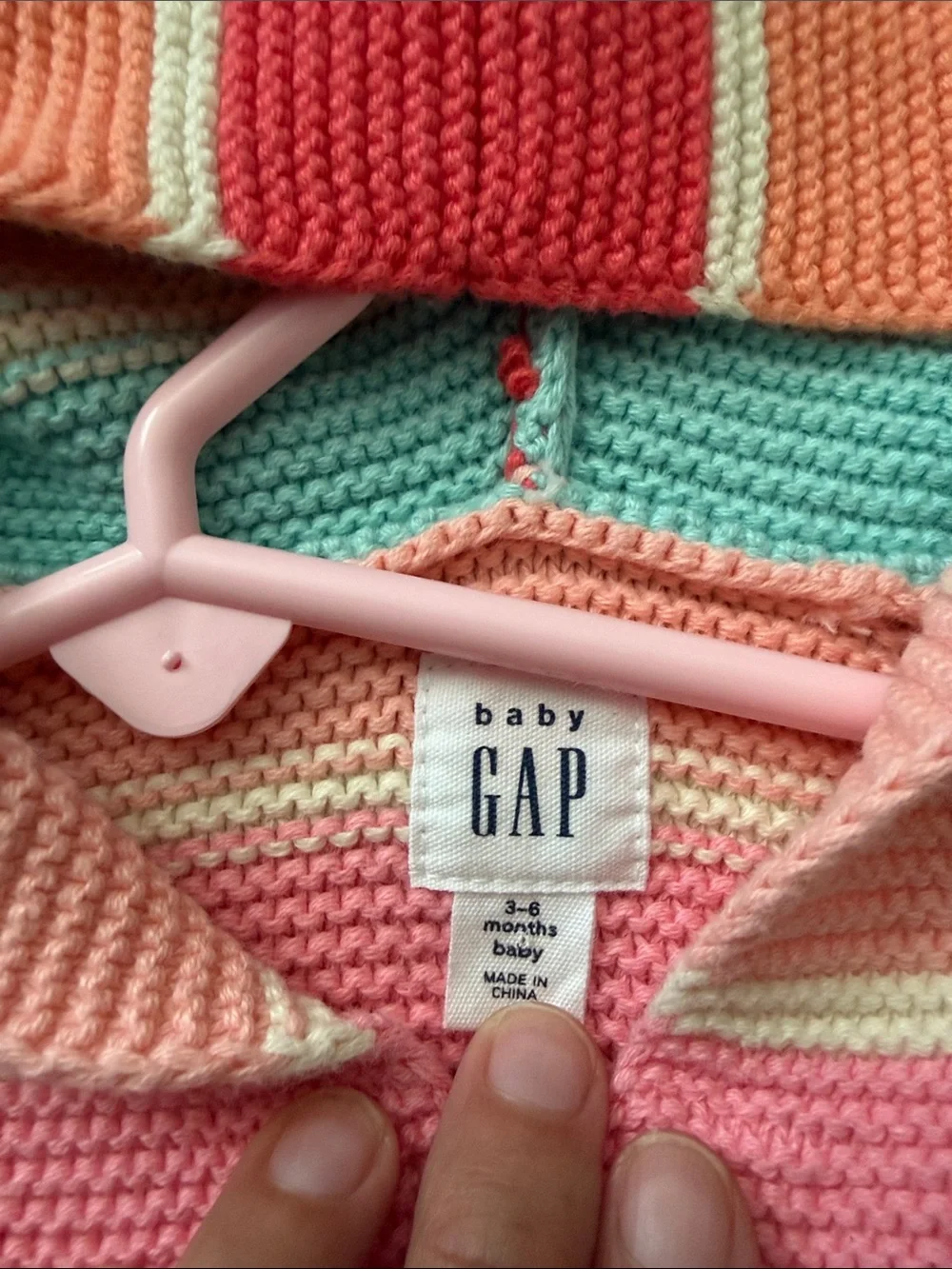 GAP Kids Hooded Knit Cardigan in Rainbow Stripes
